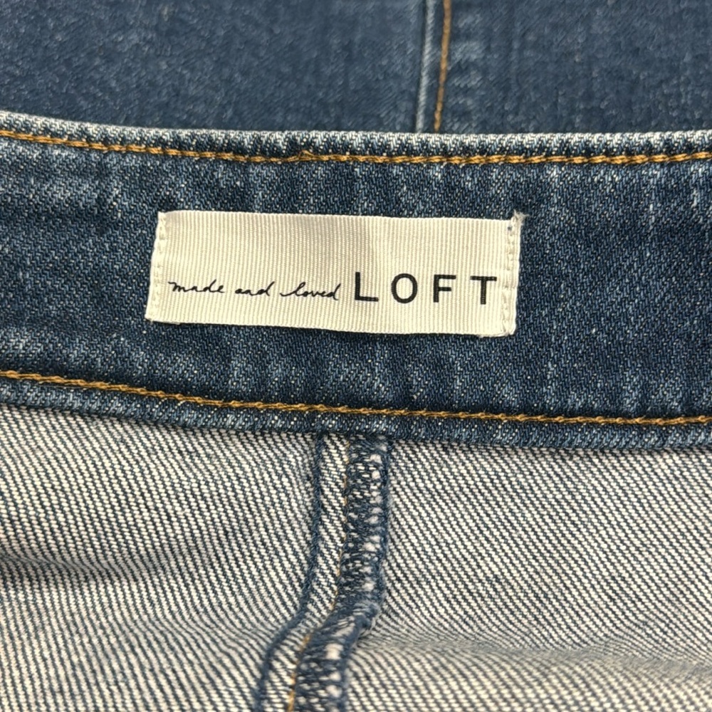 LOFT Womens 12 Jean Skirt Buttons Down Front Pockets - Picture 5 of 7